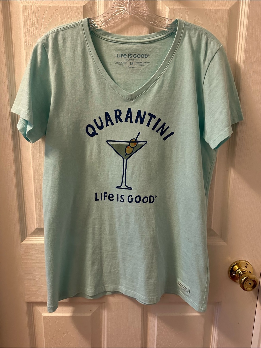 Life Is Good Light Mint Quarantini V-Neck Tee